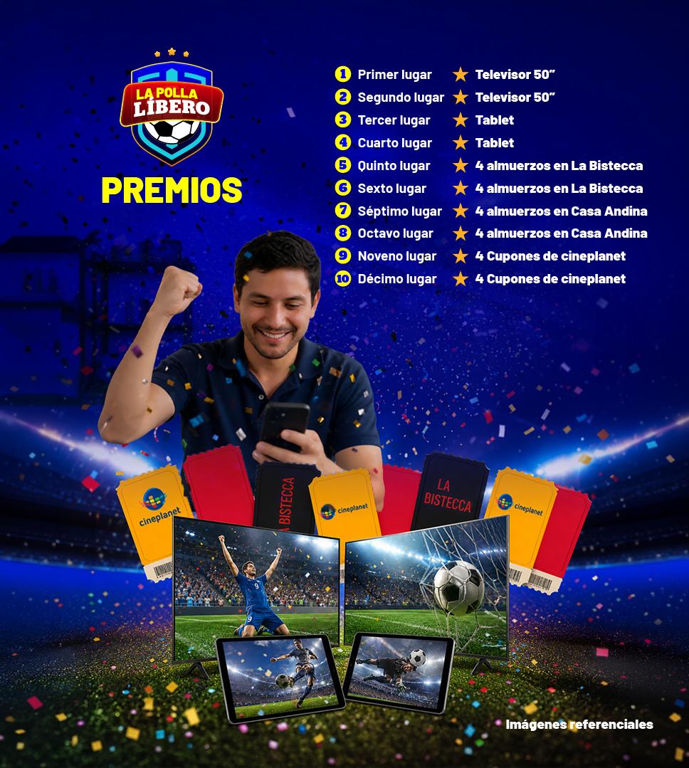 Premios de La Polla Líbero para los 10 primeros puestos del ranking.